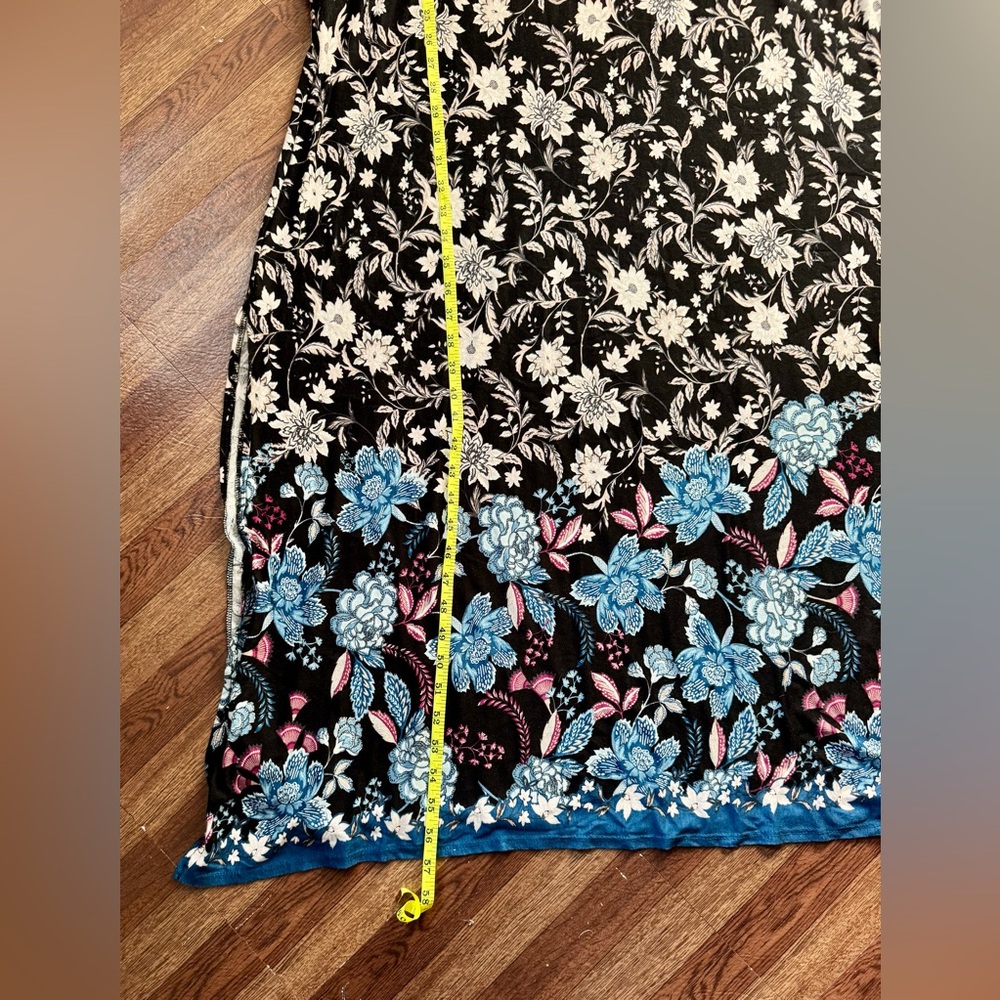 Mai Soli Mock Neck Floral Maxi Dress Made in USA Side Slit Key Hole Closer Sm - Picture 12 of 12